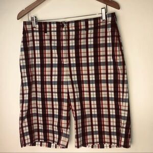 Anne Klein Sport Red/White/Blue Plaid Bermuda Shorts Women's 10